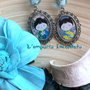 Orecchini "Kokeshi Dolls" perle in vetro decorato sui toni dell'azzurro