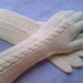 Extra Long Armwarmers-Five Finger Cable Knit Cream White Gloves