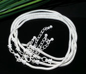 bracciale snake argentato con Moschettone  per perle a foro largo 17 cm