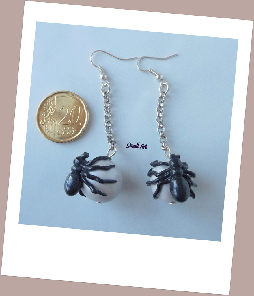 Orecchini a forma di ragno in argento per Halloween