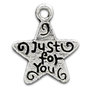 n. 10 Ciondoli a stella "Just for You" Argento antico 14x12mm