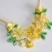 Set (collana, braccialetto, orecchini,pettinino)" Tutto giallo"  kanzashi fatta a mano