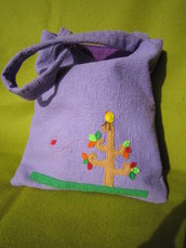 Mini borsa in cotone con decorazione fatta a mano