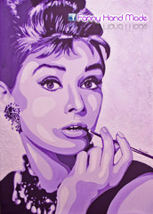 Dipinto - acrilico su tela - ritratto di Audrey Hepburn