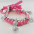 Bracciale in catena e lycra con charms a forma di quadrifoglio e cuore