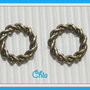 set 4 charms divisori connettori cerchio intrecciato in bronzo