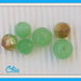 set 6 perle vetro 3 forme verde chiaro