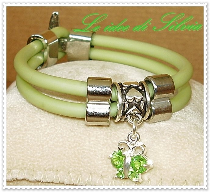 Bracciale Tile in argento e caucciù personalizzabile con charms
