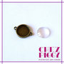 1 x Connettore tondo con base per cabochon CON vetrino - bronzo