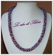Collana spirale di perline mix viola