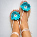 Gioiello per il piede Hippy chic Boho sandali per piscina moda estate Yoga Turchese