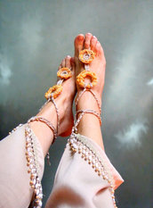 Coppia cavigliere gioiello hippy chic Boho moda mare sandali per piscina moda estate Yoga Giallo sole