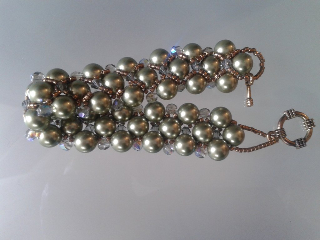 CAVIGLIERA O BRACCIALE AD ELASTICO- PERLE AZZURRE - PERLA PORCELLAN... | Su - Foto 8