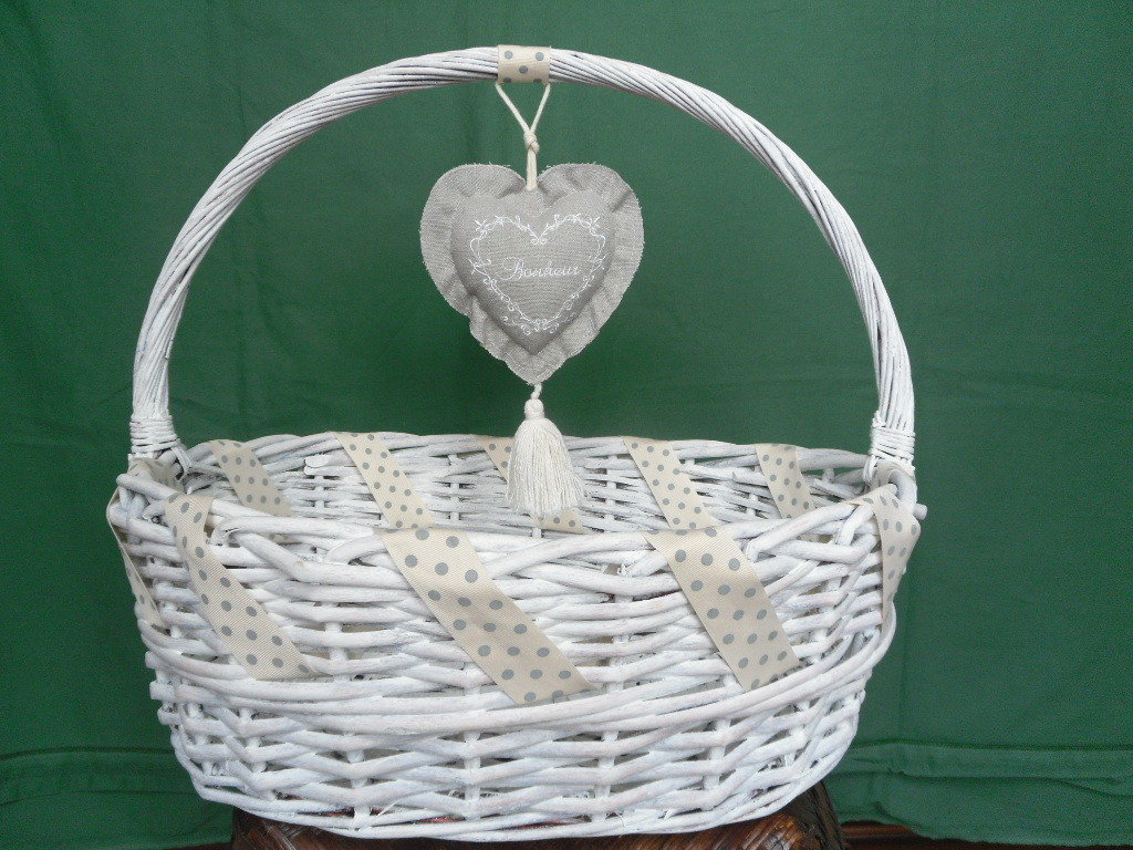 Angoily Cestino In Vimini Rustico Rotondo Con Manico - Per Matrimonio, Fiori, Frutta, Caramelle - Rivestimento Interno In Plastica - Multiuso Decorativo