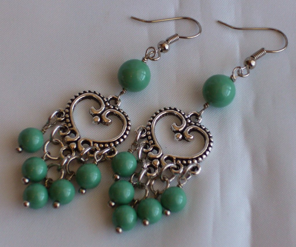 Orecchn con gada verde acqua, pendent n argento 925, goell con Orecchn con gada verde acqua, pendent n argento 925, goell con