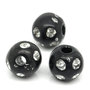 15  perle 8 mm Sfera Nero con Pois  tipo strass Bianco