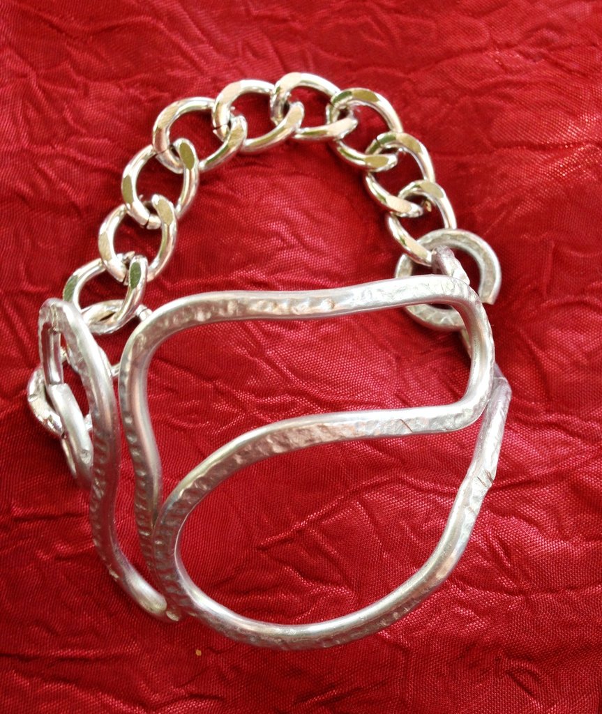 Nato Cuff - Bracciale Bangle In Acciaio 316L Martellato A Mano - Gioiello Unisex Made In France Regolabile