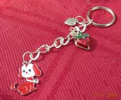 keyring with strawberry and dog