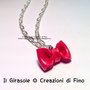 Collana fiocco rosso in fimo a girocollo