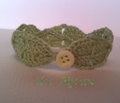 Braccialetto Crochet Foglie verde
