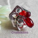 Anello a fiore con linghette delle lattine e pendenti in perline  fatto a mano rosso