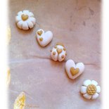 Cabochon bomboniera matrimonio coccinella quadrifoglio fiore cuore girasole- bianco-oro