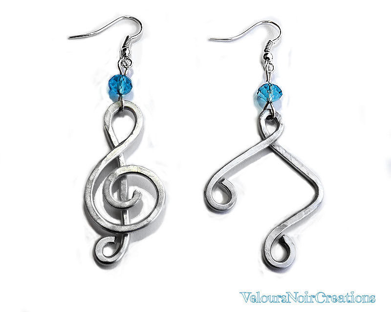 Belons - Orecchini a perno da donna, in argento Sterling 925, con note musicali, per ragazze