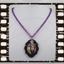 EDIZIONE LIMITATA! Collana Grimilde Biancaneve, cammeo fotografico 30x40, nero viola - Maleficent, regine cattive, goth lolita pin up