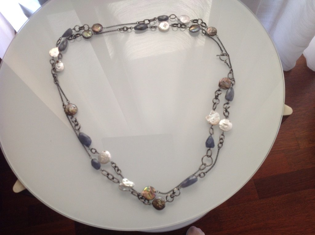 Collier Long En Perles De Rivière Multicolores - Longueur ~114 Cm - Fabriqué En Italie - Marque Samarcanda Gioielli - Neuf Avec étiquettes