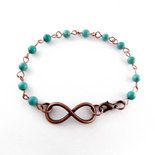 Bracciale turchese - Bracciale naturale e certificato da 8 mm e 10 mm con perline rotonde estensibili turchesi / ferzoa / firoza - Italia