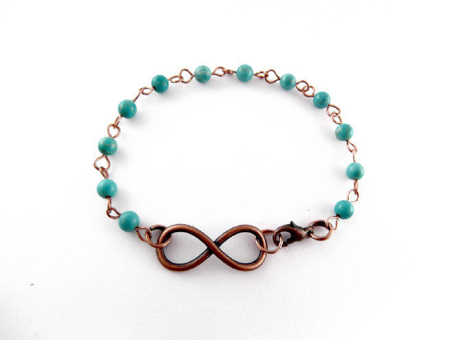 Bracciale Infinito In Pietra Turchese E Argento – Bracciale Dell'Amicizia Con Simbolo 8, Gioiello A Catena Regolabile Per Donne, Regalo Ideale.
