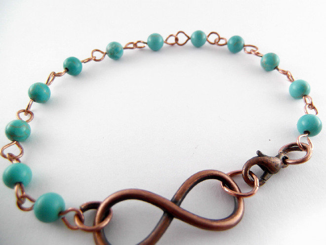 Bracciale In Argento Sterling 925 Con Turchese Naturale E Ciondolo Piuma Dell'Infinito, Regolabile, Gioiello Boho Per Donna