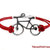 bracciale con bicicletta in argento tibetano cordino rosso 