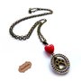 Collana silver & bronzo I love My Pet zampa zampina e cuore rosso cane gatto