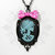 collana lady of the dead 30x40 lolita skeleton cammeo nero e azzurro, nero fiocco rosa pois- muerte goth lolita pin up alternative