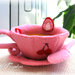 Tazzina ciliegia,tazzina da tè giocattolo in feltro con tè rimovibile " Omaggio 1 fondo di tè!! " - Cibo alimenti in feltro per bambini