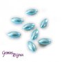 Lotto 10 perle in vetro chicco di riso mm 16x8 celeste
