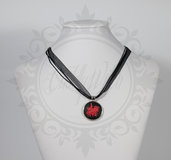 collana cammeo rotondo 25 mm cuore trafitto traditional tattoo nero e rosso- pin up kawaii rockabilly retro goth lolita