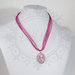 collana cammeo gatto 25x18 rosa fuxia e bianco, collarino tessuto voile - romantico pin up kawaii rockabilly retro goth lolita, tulle rosa