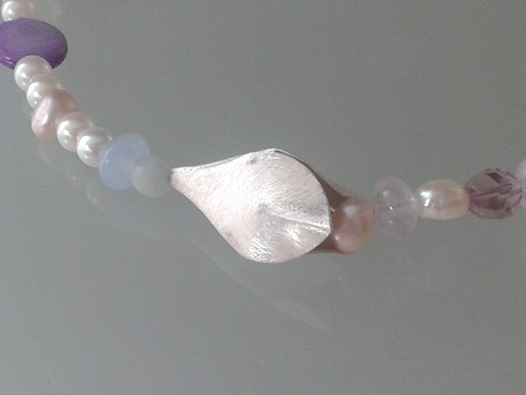 Collana Donna In Argento 925 Con Due Perle Di Conchiglia – Girocollo Bohémien Con Ciondolo A Perle 6-8mm