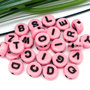 26 perle perline  lettere  alfabeto (1 set)colore rosa 7 mm