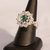 ANELLO SWAROVSKI CABOCHON VERDE SMERALDO CHIARO E CRISTALLI BIANCHI