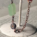 C10.14 - Collana in rame anticato con bottoni e perle colorate - Linea Retro