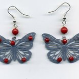 orecchini pendenti fiore in fimo colore terracotta dettaglio cuore