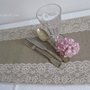 Runner Country chic style in lino naturale e pizzo Valencienne
