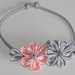 Set (collana, braccialetto, orecchini,) colore grigio rosa kanzashi fatta a mano