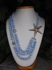 collana di calcedonio azzurro-bianco e argento thai
