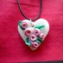 Collana pendente Fimo madreperla con rose