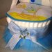 Culla di pannolini con tulle e fiori azzurri - Idea regalo nascita bimbo