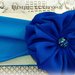 fascia per capelli blu con fiore in tessuto